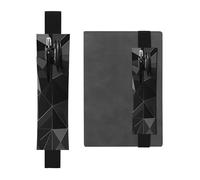 SDTYKHJ Porte-crayons en cuir avec bande élastique pour carnet de notes - Motif géométrique noir - Pochette réglable pour journal ou marque-page de 20,3 cm à 10" - Noir, Noir , Taille unique