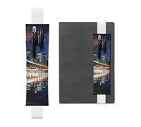 SDTYKHJ Porte-crayons en cuir avec bande élastique pour carnet de notes New York Night - Pochette réglable pour journal ou marque-page - Convient pour les ordinateurs portables de 20,3 cm à 10" -