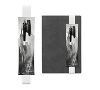 SDTYKHJ Porte-crayons en cuir avec bande élastique pour carnet de notes noir et blanc New York - Pochette réglable pour journal intime, marque-page - Convient pour les ordinateurs portables de 20,3 cm