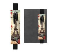 SDTYKHJ Porte-crayons en cuir avec bande élastique pour carnet de notes Paris vintage floral pochette réglable pour carnet de notes de 20,3 cm à 10" Noir, Noir , Taille unique