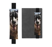 SDTYKHJ Porte-crayons en cuir avec bande élastique pour carnet de notes Pastor Border Collie - Pochette réglable pour journal intime, marque-page - Convient pour ordinateurs portables de 20,3 cm à 10"