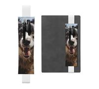 SDTYKHJ Porte-crayons en cuir avec bande élastique pour carnet de notes Pastor Border Collie - Pochette réglable pour journal intime, marque-page - Convient pour ordinateurs portables de 20,3 cm à 10"