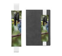 SDTYKHJ Porte-crayons en cuir avec bande élastique pour carnet de notes, perruches bleues et vertes, pochette réglable, pour journal intime, marque-page de 20,3 cm à 10", noir, blanc, Taille unique