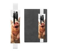 SDTYKHJ Porte-crayons en cuir avec bande élastique pour carnet de notes souriant - Pochette réglable pour journal ou marque-page - Convient pour ordinateurs portables de 20,3 cm à 10" - Noir, blanc,