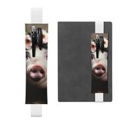 SDTYKHJ Porte-crayons en cuir avec bande élastique pour carnet de notes souriant - Pochette réglable pour journal ou marque-page - Convient pour ordinateurs portables de 20,3 cm à 10" - Noir, blanc,