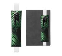 SDTYKHJ Porte-crayons en cuir avec bande élastique pour carnet de notes vert en peau de serpent - Pochette réglable pour journal intime, marque-page - Convient pour ordinateurs portables de 20,3 cm à