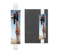 SDTYKHJ Porte-crayons en cuir avec bande élastique pour carnets, dessins animés, girafe, pochette réglable, convient pour les ordinateurs portables de 20,3 cm à 10", noir, blanc, Taille unique