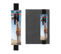 SDTYKHJ Porte-crayons en cuir avec bande élastique pour carnets, dessins animés, girafe, pochette réglable, convient pour les ordinateurs portables de 20,3 cm à 10", noir, Noir , Taille unique