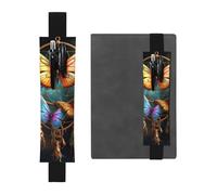 SDTYKHJ Porte-crayons en cuir avec bande élastique pour ordinateur portable, attrape-rêves, papillon, pochette réglable, pour journal intime, marque-page de 20,3 cm à 10", noir, Noir , Taille unique