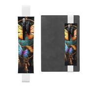 SDTYKHJ Porte-crayons en cuir avec bande élastique pour ordinateur portable, attrape-rêves, papillon, pochette réglable, pour journal intime, marque-page de 20,3 cm à 10", noir, blanc, Taille unique