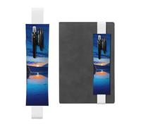 SDTYKHJ Porte-crayons en cuir avec bande élastique pour ordinateur portable, bleu coucher de soleil, pochette réglable, pour journal intime, marque-page de 20,3 cm à 10", noir, blanc, Taille unique