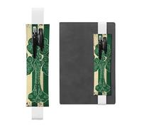 SDTYKHJ Porte-crayons en cuir avec bande élastique pour ordinateur portable, carnet de notes et marque-page - Motif drapeau irlandais américain - Réglable - Convient pour les ordinateurs portables de