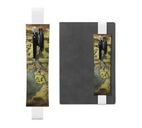 SDTYKHJ Porte-crayons en cuir avec bande élastique pour ordinateur portable, carte de la Terre du Milieu, pochette à stylo, pochette réglable, pour journal, marque-page de 20,3 cm à 10", noir, blanc,