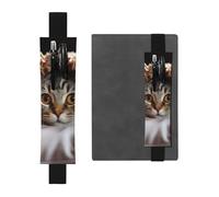 SDTYKHJ Porte-crayons en cuir avec bande élastique pour ordinateur portable, chat, sous couverture, pochette à stylos, journal, marque-page pour ordinateurs portables de 20,3 cm à 10", noir, Noir ,