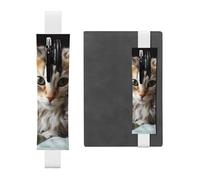 SDTYKHJ Porte-crayons en cuir avec bande élastique pour ordinateur portable, chats, maman et bébé, pochette à stylo, pochette réglable, pour journal intime, marque-page de 20,3 cm à 10", noir, blanc,