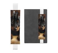 SDTYKHJ Porte-crayons en cuir avec bande élastique pour ordinateur portable, chien, teckel, stylo, étui réglable, convient pour ordinateurs portables de 20,3 cm à 10", noir, blanc, Taille unique