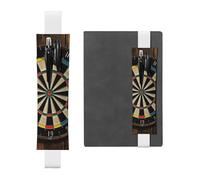 SDTYKHJ Porte-crayons en cuir avec bande élastique pour ordinateur portable, cible de fléchettes, stylo, pochette réglable, pour journal intime, marque-page de 20,3 cm à 10", noir, blanc, Taille