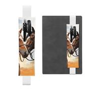 SDTYKHJ Porte-crayons en cuir avec bande élastique pour ordinateur portable, couple, cheval, pochette réglable, pour journal intime, marque-page de 20,3 cm à 10", noir, blanc, Taille unique