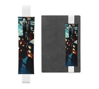 SDTYKHJ Porte-crayons en cuir avec bande élastique pour ordinateur portable, dés graphiques, pochette réglable, pour journal intime, marque-page de 20,3 cm à 10", noir, blanc, Taille unique