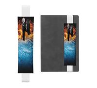 SDTYKHJ Porte-crayons en cuir avec bande élastique pour ordinateur portable, feu de glace, stylo, pochette réglable, pour journal intime, marque-page de 20,3 cm à 10", noir, blanc, Taille unique