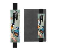 SDTYKHJ Porte-crayons en cuir avec bande élastique pour ordinateur portable, fleurs, oiseaux et papillons, pochette réglable, pour journal intime, marque-page de 20,3 cm à 10", noir, Noir , Taille