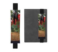 SDTYKHJ Porte-crayons en cuir avec bande élastique pour ordinateur portable, géranium, pochette à stylos, journal, marque-page - Convient pour ordinateurs portables de 20,3 cm à 10" - Noir, Noir ,