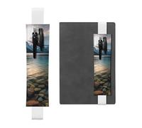 SDTYKHJ Porte-crayons en cuir avec bande élastique pour ordinateur portable, glacier National Park, pochette à stylos, journal, marque-page pour ordinateurs portables de 20,3 cm à 10", noir, blanc,