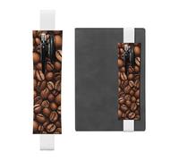 SDTYKHJ Porte-crayons en cuir avec bande élastique pour ordinateur portable, grains de café torréfiés, pochette réglable, convient pour ordinateurs portables de 20,3 cm à 10", noir, blanc, Taille