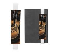 SDTYKHJ Porte-crayons en cuir avec bande élastique pour ordinateur portable, guitare Old West - Pochette réglable pour journal intime, marque-page - Convient pour ordinateurs portables de 20,3 cm à