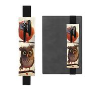 SDTYKHJ Porte-crayons en cuir avec bande élastique pour ordinateur portable, hiboux, oiseaux, pochette réglable, pour journal intime, marque-page de 20,3 cm à 10", noir, Noir , Taille unique