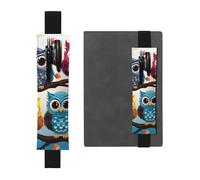 SDTYKHJ Porte-crayons en cuir avec bande élastique pour ordinateur portable, hiboux sur branches d'arbre, pochette à stylo, étui réglable, convient pour ordinateurs portables de 20,3 cm à 10", noir,