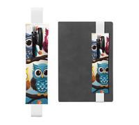 SDTYKHJ Porte-crayons en cuir avec bande élastique pour ordinateur portable, hiboux sur branches d'arbre, pochette à stylo, étui réglable, convient pour ordinateurs portables de 20,3 cm à 10", noir,