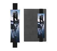 SDTYKHJ Porte-crayons en cuir avec bande élastique pour ordinateur portable, husky sur un lac gelé, pochette à stylo, pochette réglable, convient pour les ordinateurs portables de 20,3 cm à 10", noir,