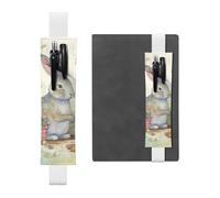 SDTYKHJ Porte-crayons en cuir avec bande élastique pour ordinateur portable, jardin, lapin, pochette réglable, pour journal intime, marque-page de 20,3 cm à 10", noir, blanc, Taille unique