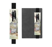 SDTYKHJ Porte-crayons en cuir avec bande élastique pour ordinateur portable, jardin, lapin, pochette réglable, pour journal intime, marque-page de 20,3 cm à 10", noir, Noir , Taille unique