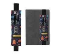 SDTYKHJ Porte-crayons en cuir avec bande élastique pour ordinateur portable, jeu, jeu vidéo, pochette à stylo, pochette réglable, pour journal intime, marque-page de 20,3 cm à 10", noir, Noir , Taille