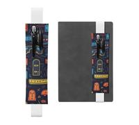 SDTYKHJ Porte-crayons en cuir avec bande élastique pour ordinateur portable, jeu, jeu vidéo, pochette à stylo, pochette réglable, pour journal intime, marque-page de 20,3 cm à 10", noir, blanc, Taille