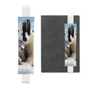 SDTYKHJ Porte-crayons en cuir avec bande élastique pour ordinateur portable, joli ours polaire, pochette réglable, pour journal intime, marque-page de 20,3 cm à 10", noir, blanc, Taille unique