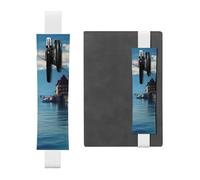 SDTYKHJ Porte-crayons en cuir avec bande élastique pour ordinateur portable Lac Léman Suisse Pochette à stylos réglable pour journal journal marque-page 20,3 cm à 10" Noir, blanc, Taille unique