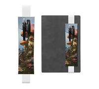 SDTYKHJ Porte-crayons en cuir avec bande élastique pour ordinateur portable, motif champignon de jardin, pochette à stylos, journal, marque-page pour ordinateurs portables de 20,3 cm à 10", noir,