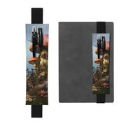 SDTYKHJ Porte-crayons en cuir avec bande élastique pour ordinateur portable, motif champignon de jardin, pochette à stylos, journal, marque-page pour ordinateurs portables de 20,3 cm à 10", noir, Noir