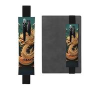 SDTYKHJ Porte-crayons en cuir avec bande élastique pour ordinateur portable, motif dragon, pochette réglable, pour carnet de notes de 20,3 cm à 10", noir, Noir , Taille unique