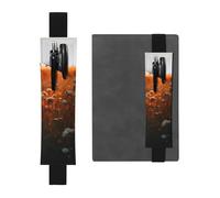 SDTYKHJ Porte-crayons en cuir avec bande élastique pour ordinateur portable, motif fleurs dans le coucher du soleil, pochette réglable, pour journal intime, marque-page de 20,3 cm à 10", noir, Noir ,