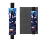 SDTYKHJ Porte-crayons en cuir avec bande élastique pour ordinateur portable, motif fleurs de nuit, pochette réglable, pour journal, marque-page de 20,3 cm à 10", noir, Noir , Taille unique
