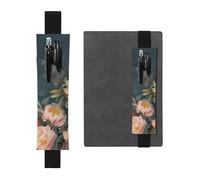 SDTYKHJ Porte-crayons en cuir avec bande élastique pour ordinateur portable, motif fleurs, oiseaux, pochette réglable, pour journal intime, marque-page de 20,3 cm à 10", noir, Noir , Taille unique