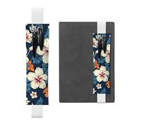 SDTYKHJ Porte-crayons en cuir avec bande élastique pour ordinateur portable, motif floral hawaïen, pochette réglable, pour journal intime, marque-page de 20,3 cm à 10", noir, blanc, Taille unique