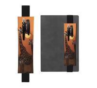 SDTYKHJ Porte-crayons en cuir avec bande élastique pour ordinateur portable, motif girafe au coucher du soleil, pochette réglable, pour journal intime, marque-page de 20,3 cm à 10", noir, Noir ,
