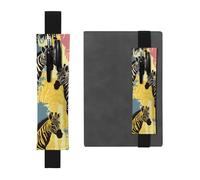 SDTYKHJ Porte-crayons en cuir avec bande élastique pour ordinateur portable, motif girafe et zèbre, pochette réglable, pour journal, marque-page de 20,3 cm à 10", noir, Noir , Taille unique