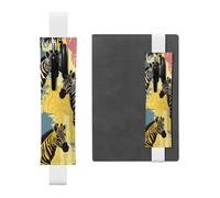 SDTYKHJ Porte-crayons en cuir avec bande élastique pour ordinateur portable, motif girafe et zèbre, pochette réglable, pour journal, marque-page de 20,3 cm à 10", noir, blanc, Taille unique