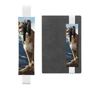 SDTYKHJ Porte-crayons en cuir avec bande élastique pour ordinateur portable, motif lion de montagne, pochette réglable, pour carnet de notes de 20,3 cm à 10", noir, blanc, Taille unique